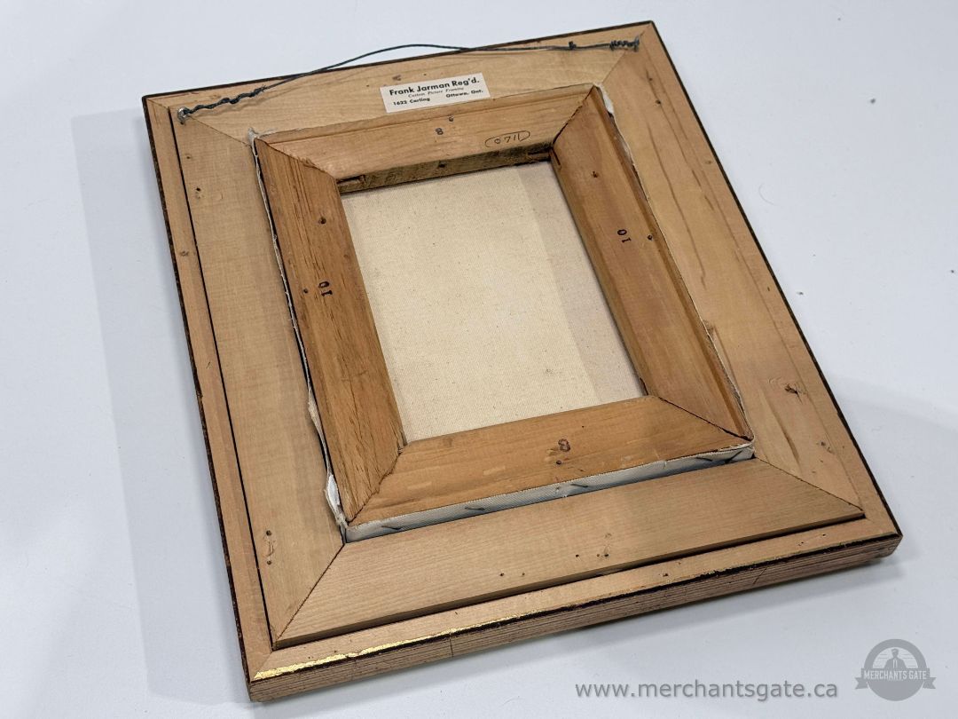 Vintage Framed Boat Harbor Painting Textured Mid Century Nautical Wall Art