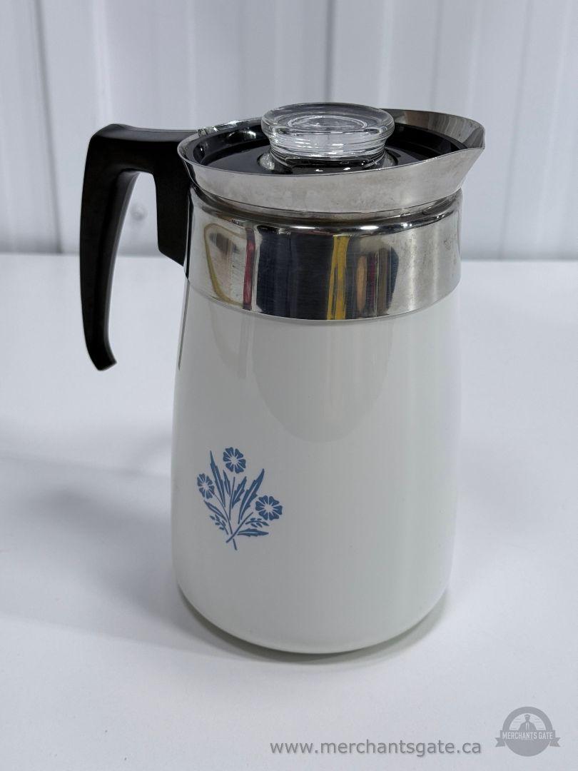 Corning Ware 6 Cup Coffee Carafe Blue Cornflower Pattern Glass with Lid