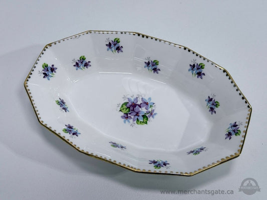 Royal Stafford Sweet Violets Bone China Oval Serving Bowl Dish England 8"