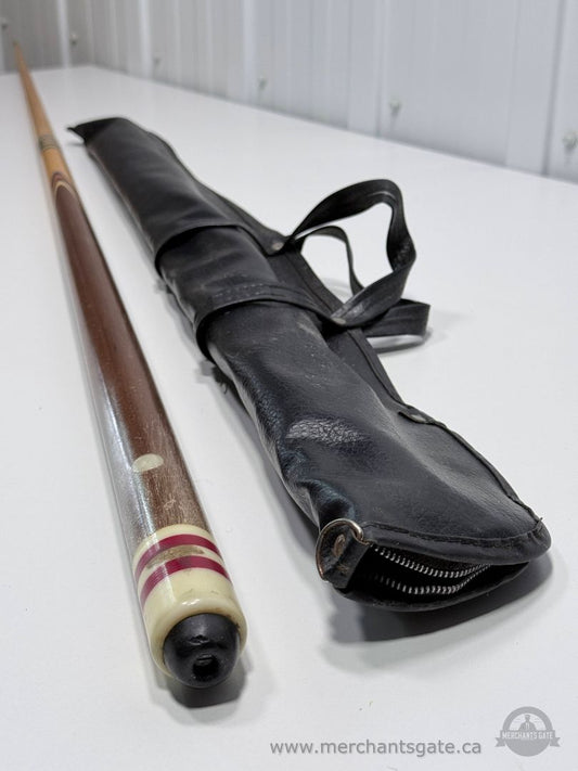 Vintage Two Piece Pool Cue with Carry Case 57.5" Maple Billiard Cue Stick