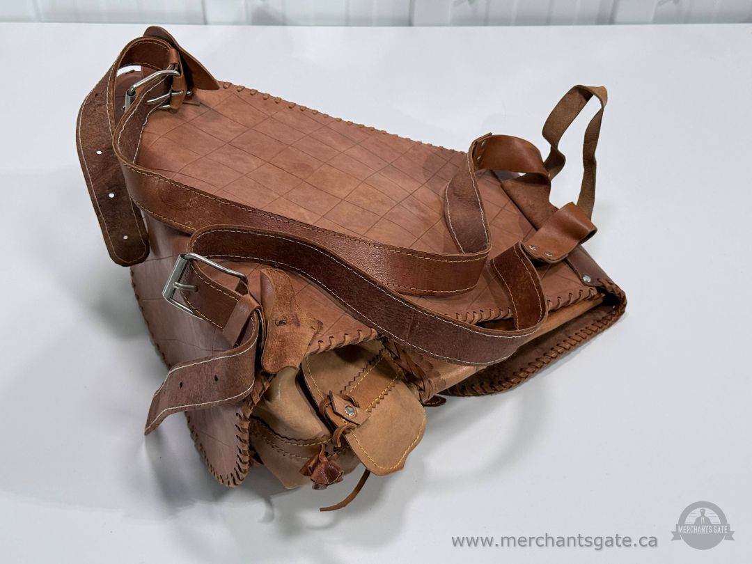 Vintage Leather Motorcycle Backpack Saddle Bag Hand Tooled Classic Bike Design