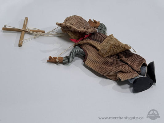 Vintage Wooden Marionette Puppet Farmer Doll String Puppet Handmade