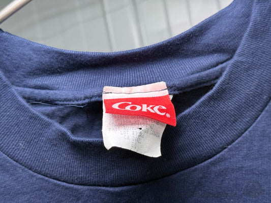 Vintage Coca-Cola Polar Bears Soccer Graphic T-Shirt Adult XL Blue