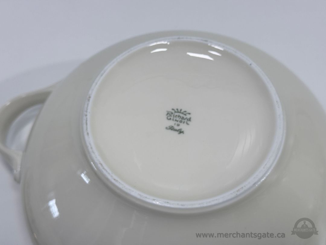 Royal Albert Bone China Covered Vegetable Bowl Green Floral Gold Trim Serving Dish