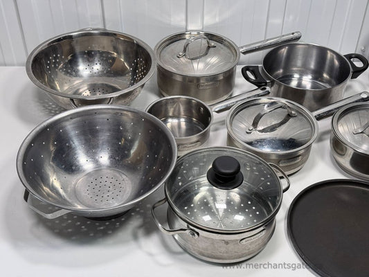 Stainless Steel Cookware Lot DeLonghi Carrera Starfrit Pots Pans Roaster Set