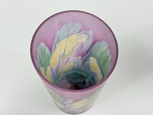 Dunn & Finlayson Hand-Painted Art Glass Vase – 9"