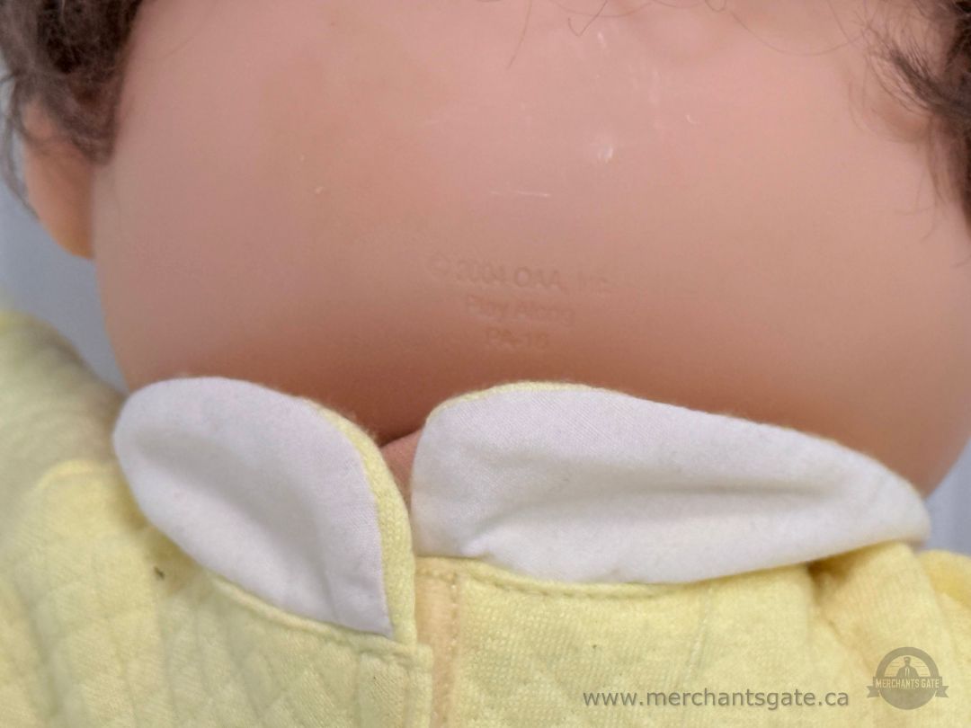 Cabbage Patch Kids Doll 2004 OAA Inc Brown Hair Blue Eyes with Pacifier Outfit