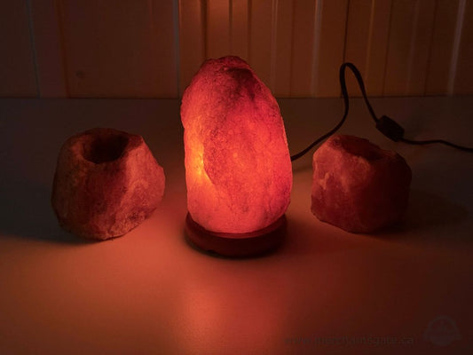 Himalayan Salt Lamp With Two Candle Holders Natural Pink Salt Crystal Lamp Set