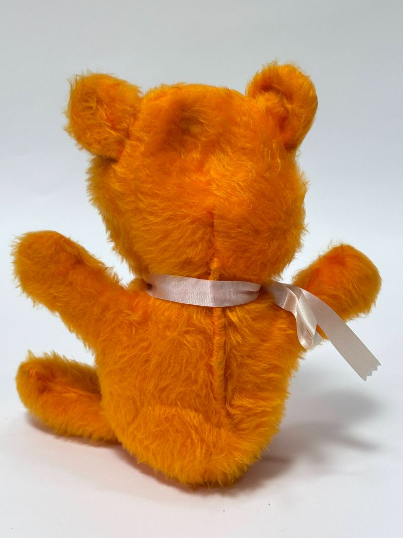 Vintage 70's orange Plush Bear – 10" of Googly-Eyed Chaos