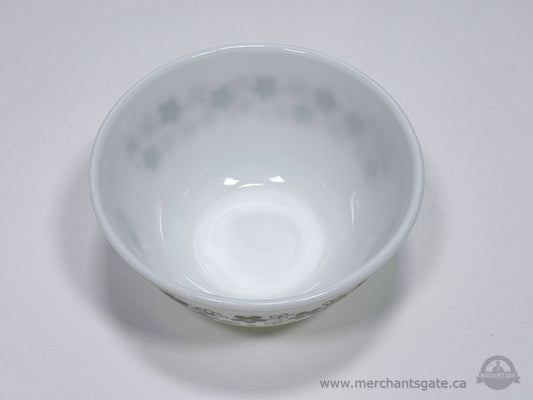 Vintage Pyrex Mixing Bowl White Glass Green Floral Pattern Retro Kitchen Bowl