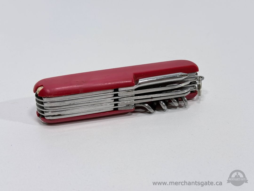 Red Multitool Folding Pocket Tool with Scissors Corkscrew File and Multiple Tools