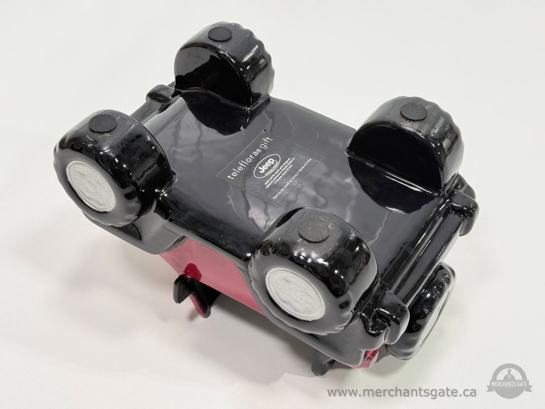 Jeep Ceramic Planter Red Black SUV Shape Decorative Pot 9" wide