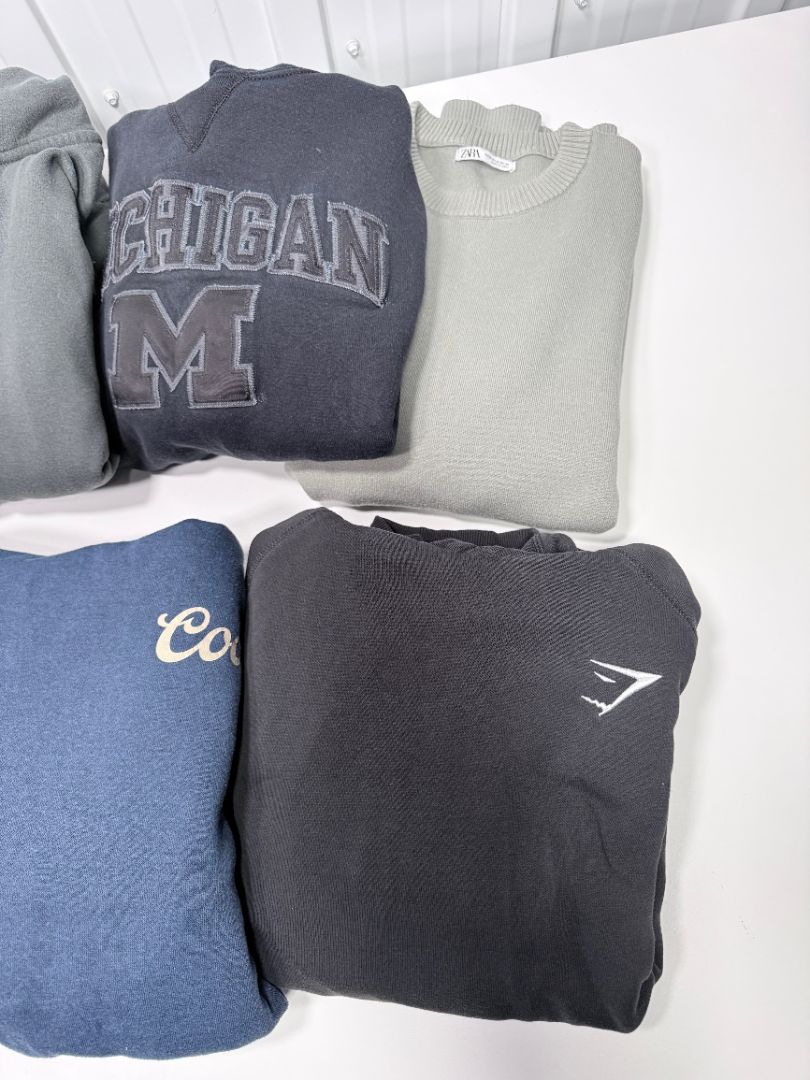 Men’s 9 pcs Hoodie & Sweatshirt Lot Medium Nike GAP Zara Gymshark Michigan