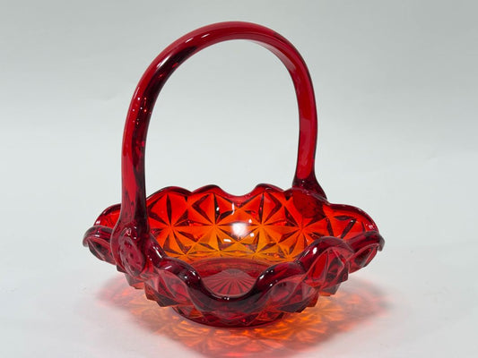 Amberina Pressed Glass Basket – 6.5"