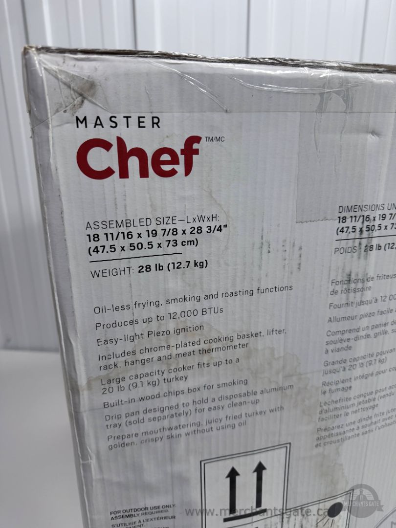 New Master Chef Outdoor 3 In 1 Cooker Propane Smoker Fryer Roaster Grill