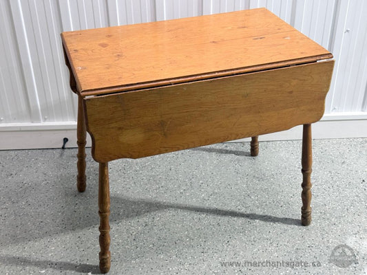 Antique Solid Wood Drop Leaf Table | Gateleg Style | Compact Folding Table