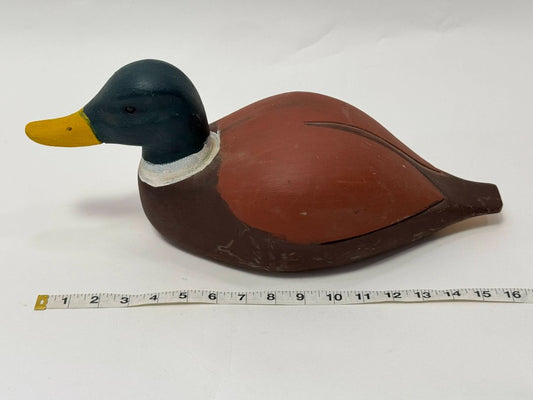 Large Vintage Solid Wood Mallard Duck Decoy – Handcrafted