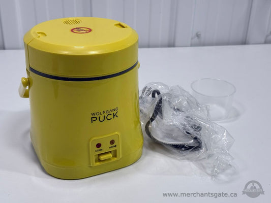 Wolfgang Puck Mini Rice Cooker Yellow with Accessories Measuring Cup Spoon