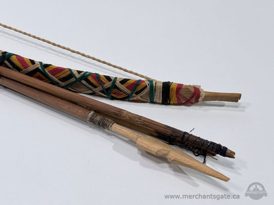 Primitive Wooden Bow and Arrow Set Handmade Tribal Style Decor ~35"