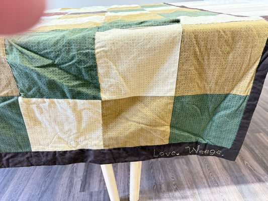 Oversized Handmade Patchwork Quilt – Embroidered with “Love, Weege”