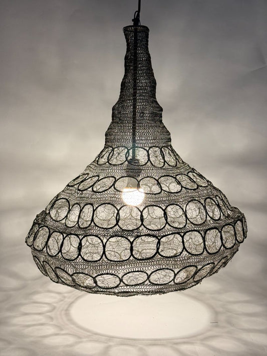 Vintage Large 26" Wide Large Metal Mesh Ceiling Fixture (3 Available)