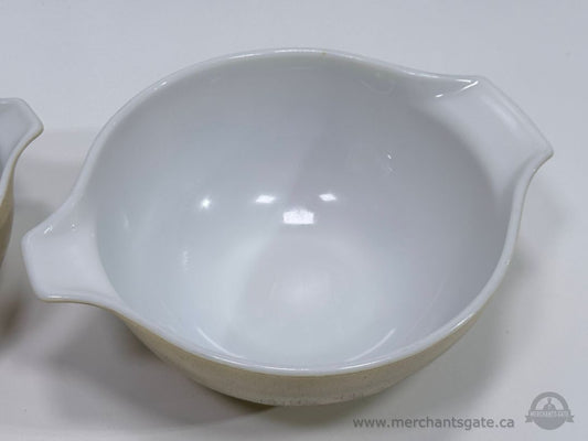 Pyrex Mushroom Pattern Mixing Bowl Set 441 442 Vintage Milk Glass Baking Bowls