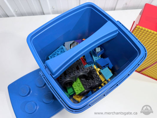 LEGO Duplo Bulk Lot + Vintage LEGO System 1708 Blue Storage Bin & Yellow Baseplate Carry Case