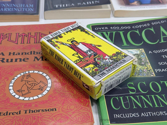 Wicca Witchcraft Books Lot of 9 with Tarot Deck Rider Cards Set