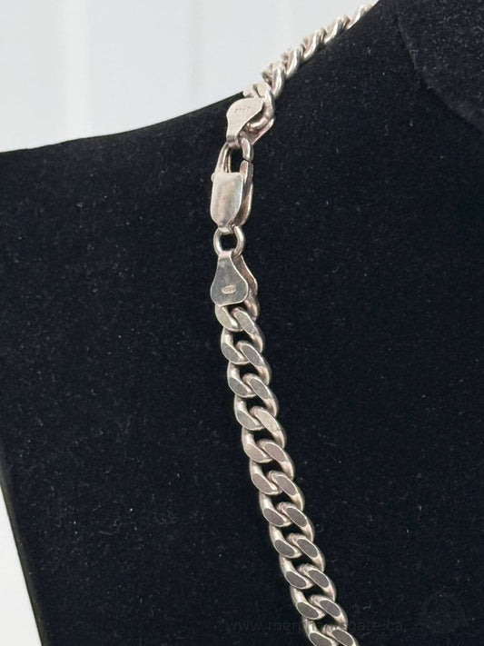 Solid 925 Sterling Silver Cuban Link Chain 17” 53g Heavy 7mm GFAB Mark