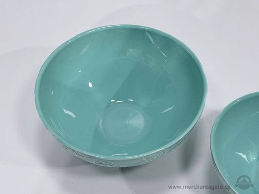 FAPOR Butterfly Embossed Aqua Ceramic Mixing Bowl Set Portugal