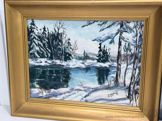 Vintage Framed Landscape Oil Paintings Pair 12"x16" Signed Joan MacPherson 1960