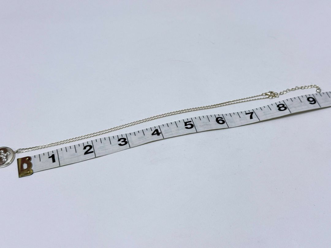 Silver Cross Pendant Necklace Round Medallion On Dainty Adjustable Chain 925 Stamped