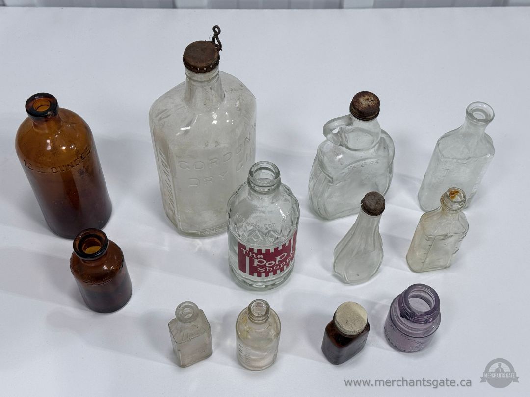 Antique Vintage Glass Bottle Collection Apothecary Medicine Soda Bottle Lot