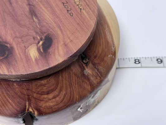 Hand Turned Red Cedar Bowl Signed Dated 2020s