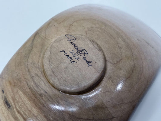 Hand Turned Maple Bowl Signed Natural Edge Sculptural Wood Centerpiece 2010s