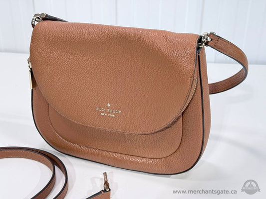 Kate Spade New York Leila Pebbled Leather Crossbody Bag Brown Tan Purse