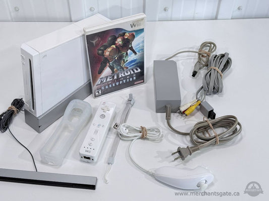 Nintendo Wii Console Bundle Complete System Metroid Prime 3 Original Controller