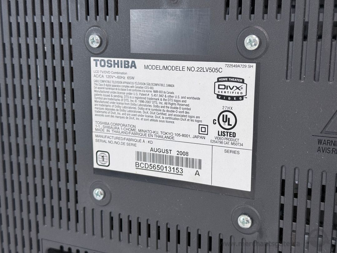 Toshiba 22LV505C 22" LCD HDTV with Built-In DVD Player