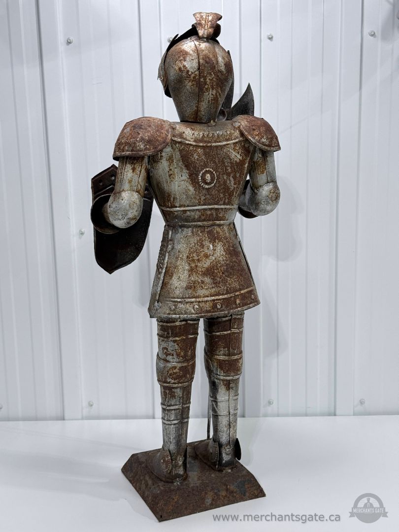 Medieval Knight Metal Garden Statue Armor Warrior Sculpture 34" Tall
