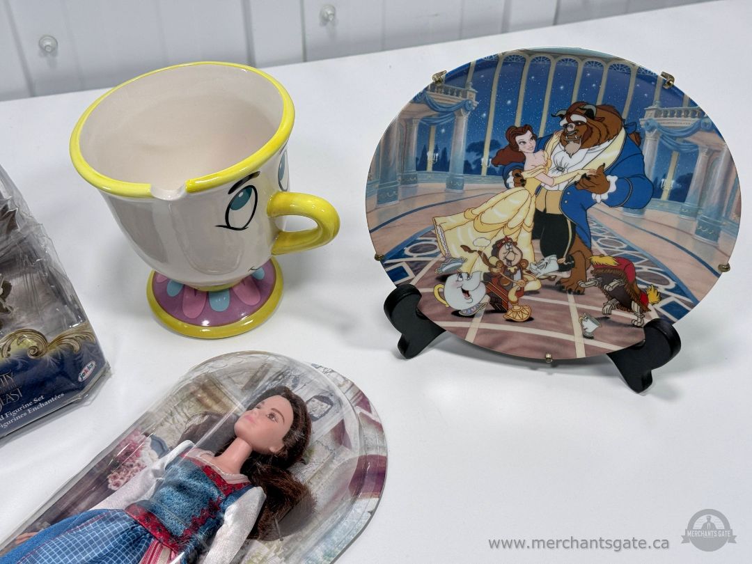 Disney Beauty and the Beast Collectibles Lot Belle Doll Chip Mug Plate Figurines