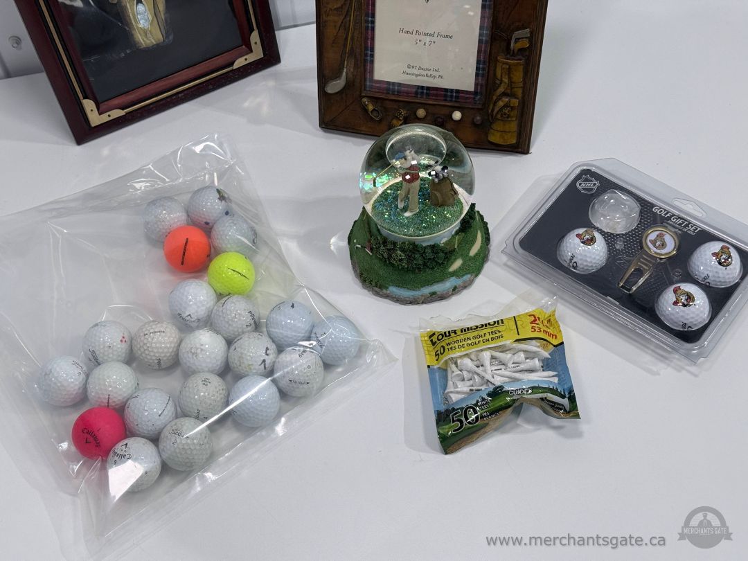 Golf Decor Collection Shadow Box Frame Snow Globe Golf Balls Lot