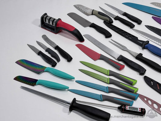 Large Kitchen Knife Lot Hampton Forge KitchenAid Farberware Cutlery Set 30+ Pieces