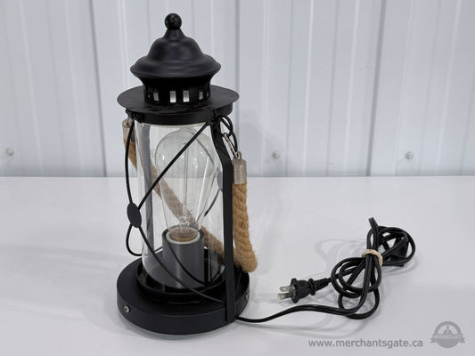 New Nautical Rope Handle Lantern Table Lamp Edison Bulb Coastal Decor