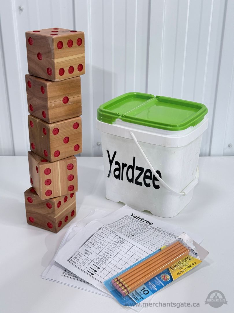 Giant Yardzee Yard Yahtzee Outdoor Lawn Dice Game Set with Bucket