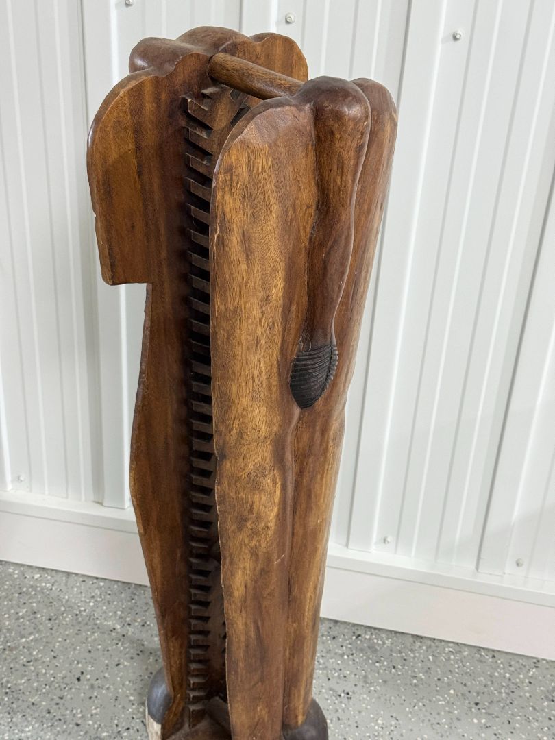 Solid Wood Elephant Carved CD Storage Tower Rack Tribal Decor Media Shelf 40 Inch