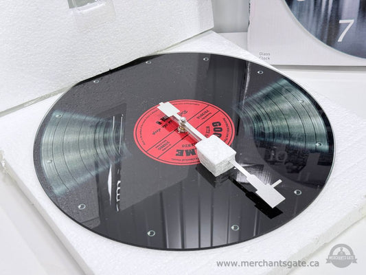 Kasa Elements Vinyl Record Glass Wall Clock Montreal Skyline 13"