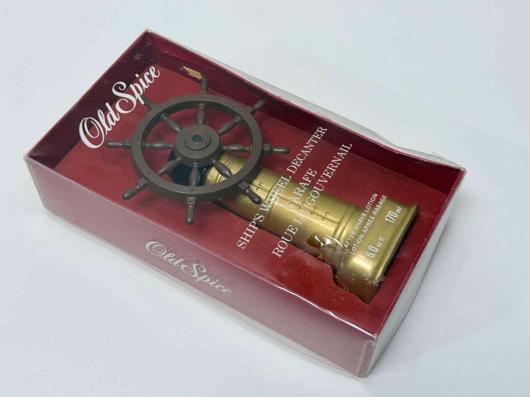 Old Spice Ship Wheel Decanter After Shave Lotion Sealed Original Box 1970s