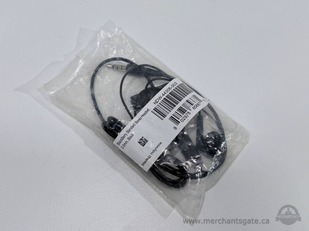 BlackBerry Standard Stereo Headset 3.5mm Black HDW-44306-003 New