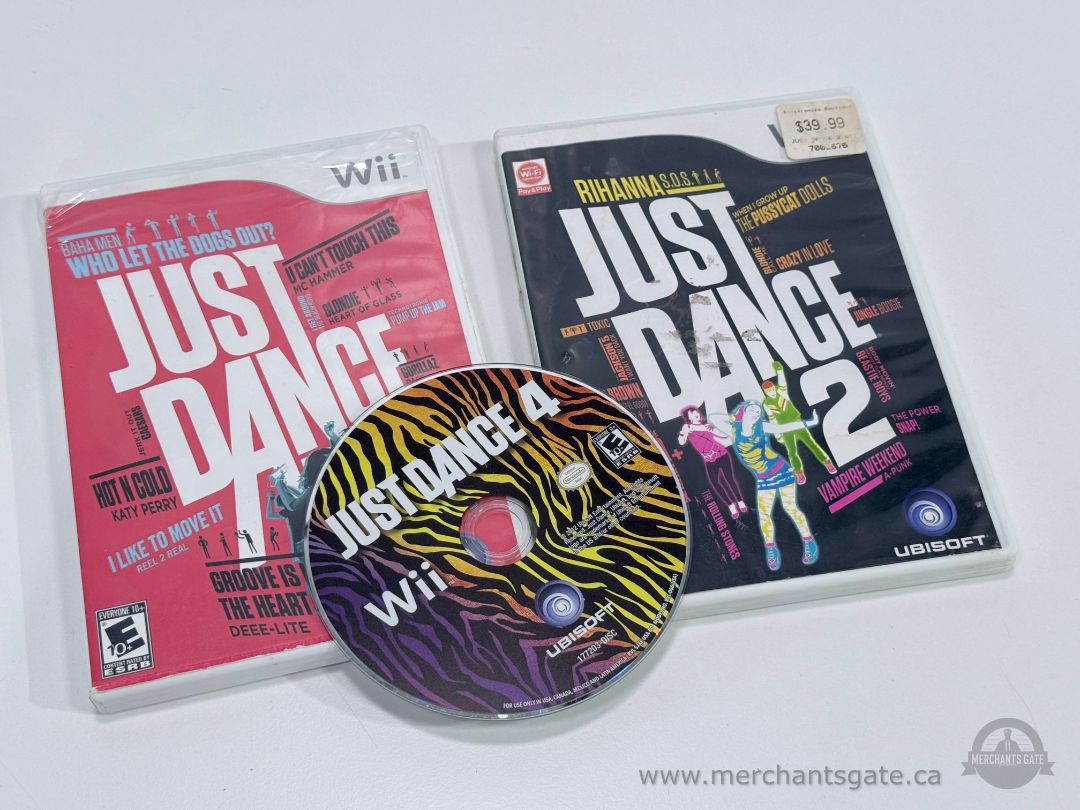 Nintendo Wii Just Dance 1 2 and 4 Video Game Lot