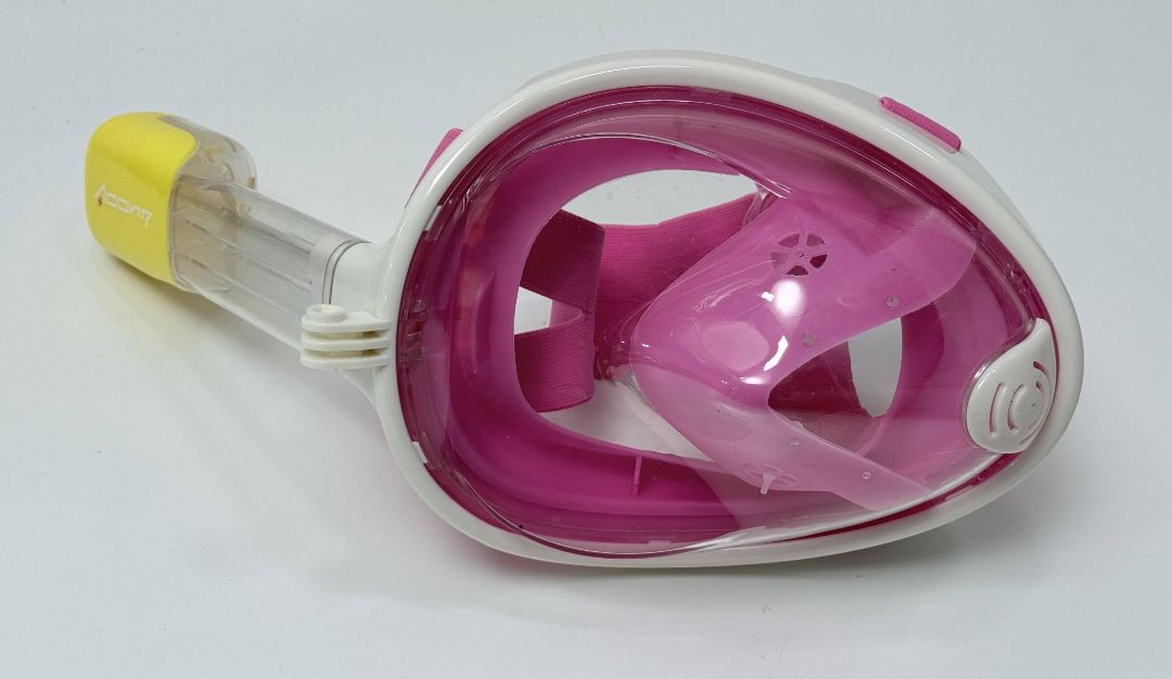 Youth Full Face Snorkel Mask Pink Yellow Easy Breath Anti Fog
